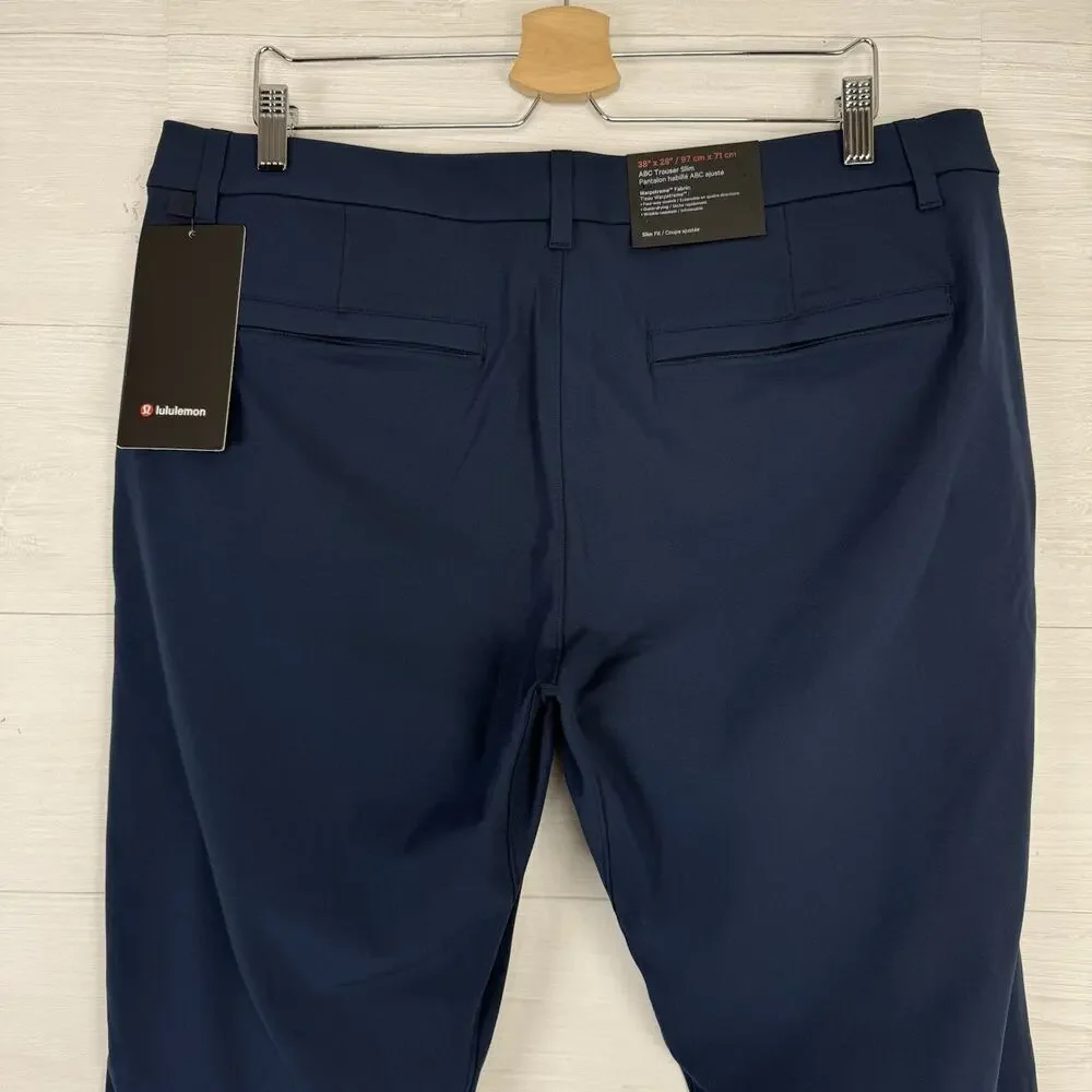 NWT Lululemon ABC Slim Fit Trouser Pants Men‎ 38 x 28 Chino Navy Blue Warpstreme